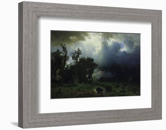 Bison Trail: Approaching Storm-Albert Bierstadt-Framed Premium Giclee Print