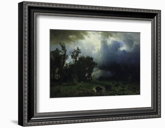 Bison Trail: Approaching Storm-Albert Bierstadt-Framed Premium Giclee Print