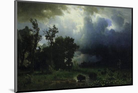 Bison Trail: Approaching Storm-Albert Bierstadt-Mounted Premium Giclee Print