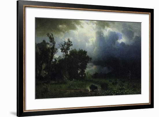 Bison Trail: Approaching Storm-Albert Bierstadt-Framed Premium Giclee Print