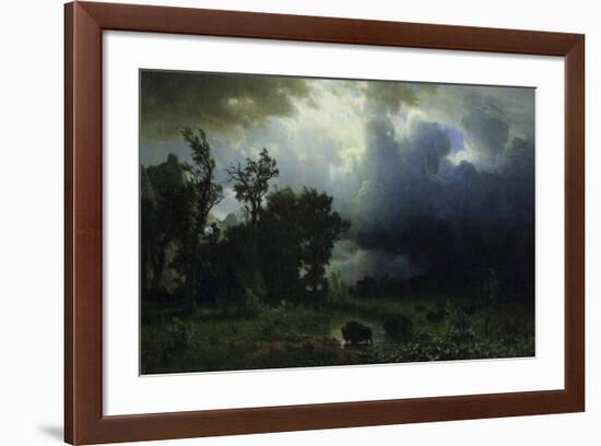 Bison Trail: Approaching Storm-Albert Bierstadt-Framed Premium Giclee Print