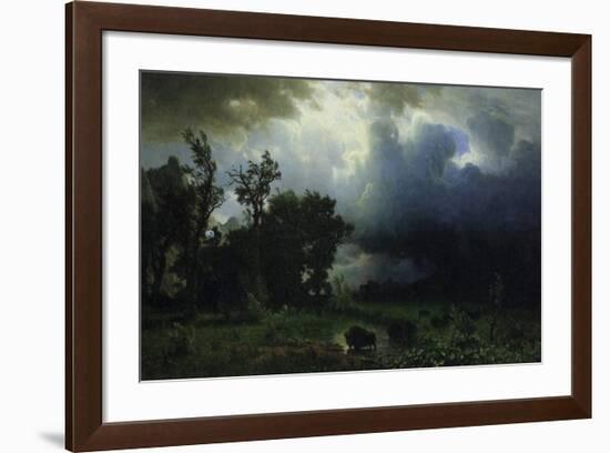 Bison Trail: Approaching Storm-Albert Bierstadt-Framed Premium Giclee Print