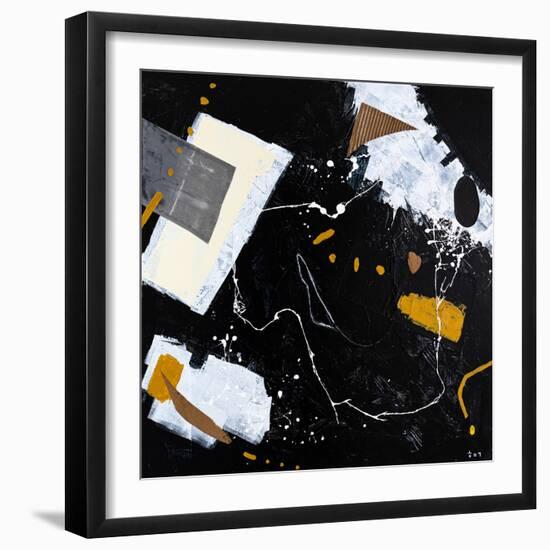 Black abstract with objects-Hyunah Kim-Framed Art Print