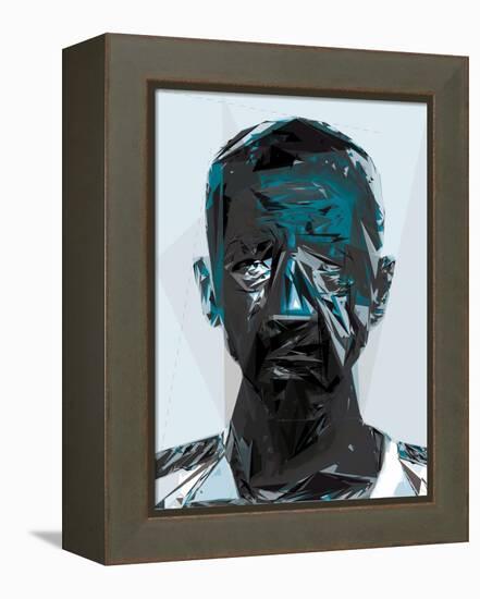 Black and Blue Man-Enrico Varrasso-Framed Stretched Canvas