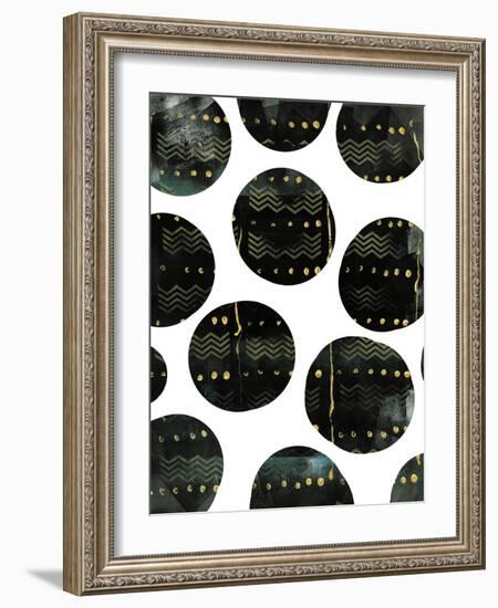 Black and Gold Circles-Summer Tali Hilty-Framed Giclee Print