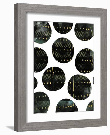 Black and Gold Circles-Summer Tali Hilty-Framed Giclee Print