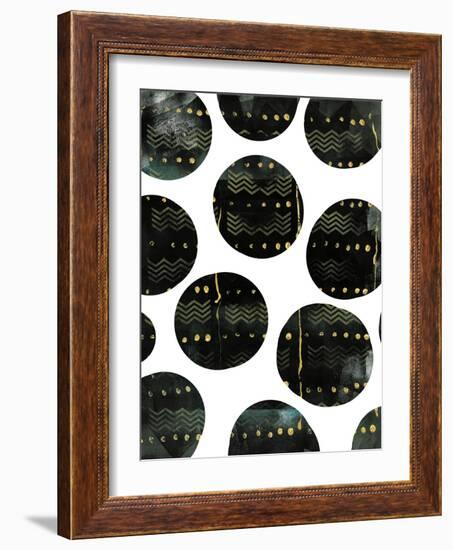 Black and Gold Circles-Summer Tali Hilty-Framed Giclee Print