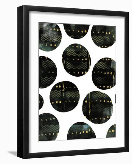 Black and Gold Circles-Summer Tali Hilty-Framed Giclee Print