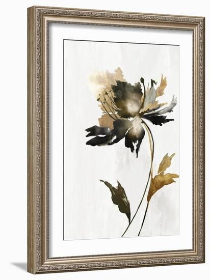 Black and Gold Floral-Alex Black-Framed Art Print