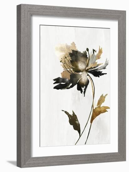 Black and Gold Floral-Alex Black-Framed Art Print
