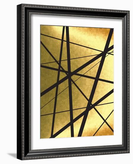 Black And Gold Geometric Lines 1-Urban Epiphany-Framed Art Print