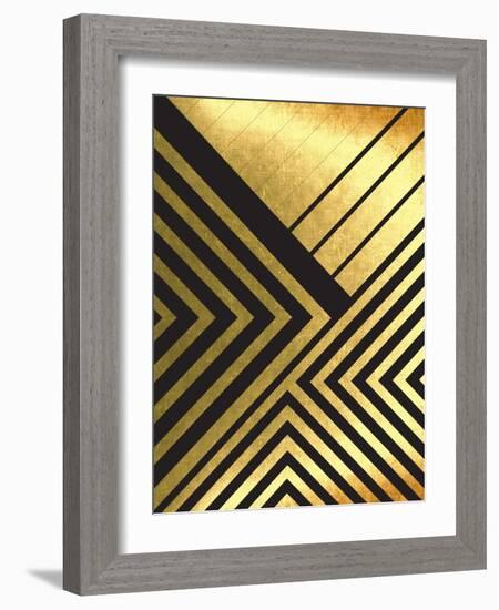 Black And Gold Geometric Lines 2-Urban Epiphany-Framed Art Print