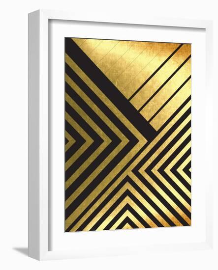 Black And Gold Geometric Lines 2-Urban Epiphany-Framed Art Print