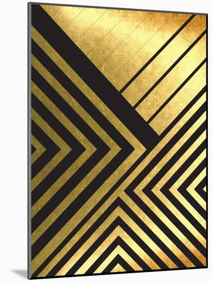 Black And Gold Geometric Lines 2-Urban Epiphany-Mounted Art Print