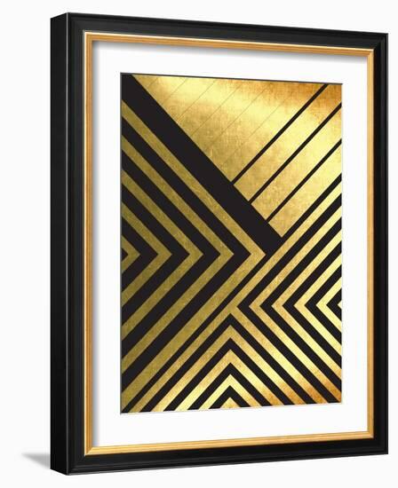 Black And Gold Geometric Lines 2-Urban Epiphany-Framed Art Print