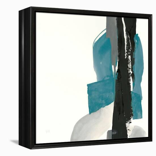 Black and Teal I-Chris Paschke-Framed Stretched Canvas