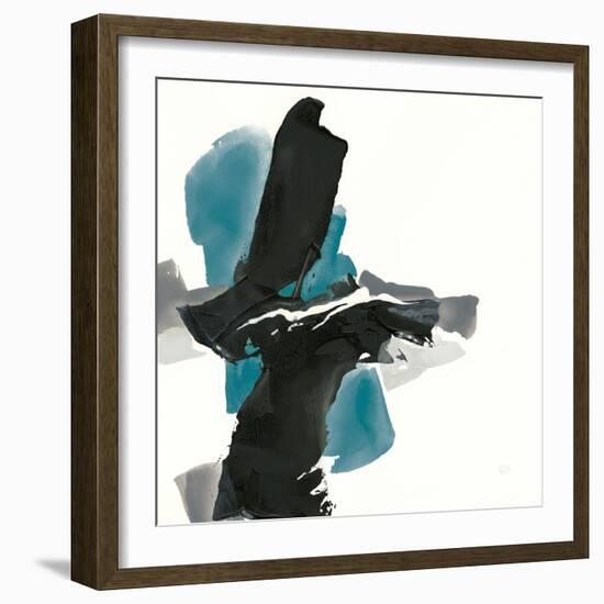 Black and Teal IV-Chris Paschke-Framed Art Print