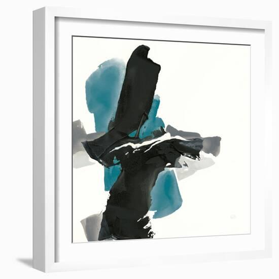 Black and Teal IV-Chris Paschke-Framed Art Print