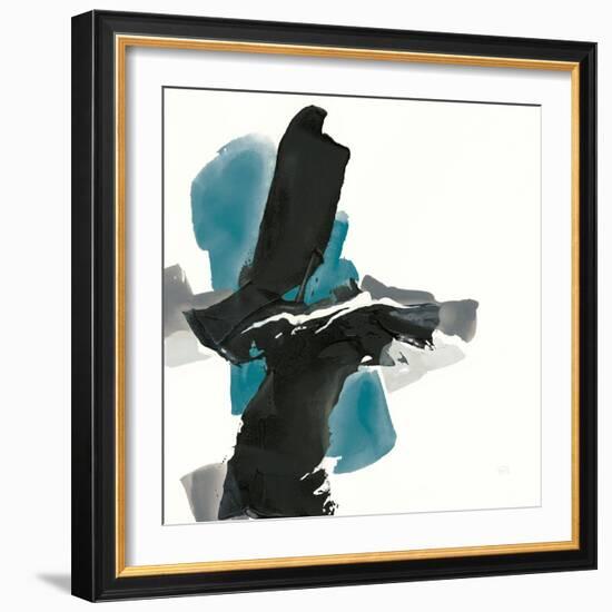 Black and Teal IV-Chris Paschke-Framed Art Print