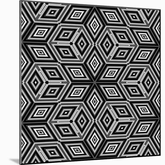 Black And White 3D Cubes Illustration - Escher Style-Kamira-Mounted Art Print