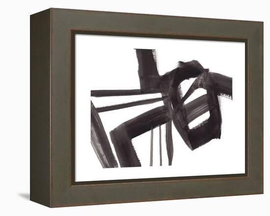 Black and White Abstract Painting 1-Jaime Derringer-Framed Premier Image Canvas