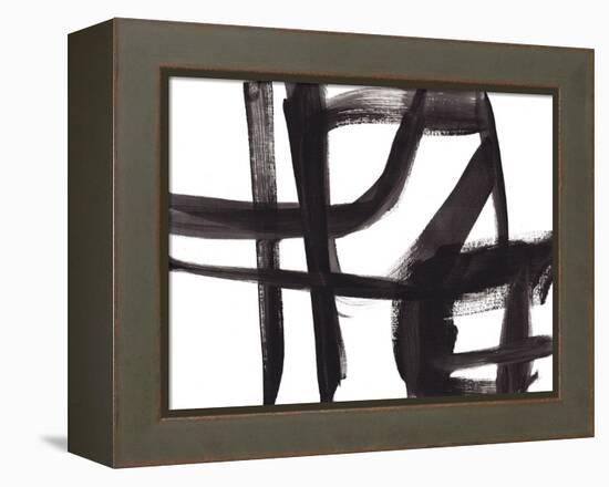 Black and White Abstract Painting 2-Jaime Derringer-Framed Premier Image Canvas