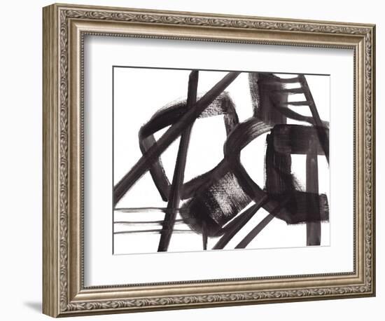 Black and White Abstract Painting 3-Jaime Derringer-Framed Giclee Print