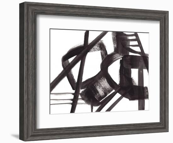 Black and White Abstract Painting 3-Jaime Derringer-Framed Giclee Print