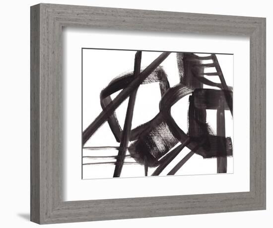 Black and White Abstract Painting 3-Jaime Derringer-Framed Giclee Print