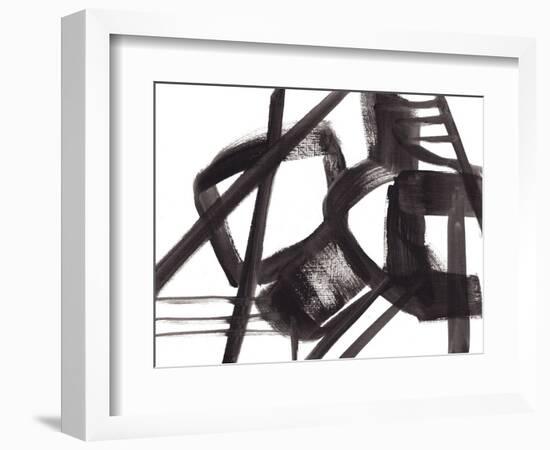 Black and White Abstract Painting 3-Jaime Derringer-Framed Giclee Print