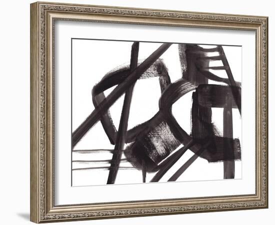 Black and White Abstract Painting 3-Jaime Derringer-Framed Giclee Print