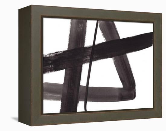 Black and White Abstract Painting 5-Jaime Derringer-Framed Premier Image Canvas