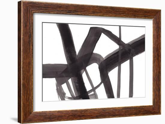 Black and White Abstract Painting 6-Jaime Derringer-Framed Giclee Print