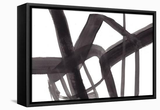 Black and White Abstract Painting 6-Jaime Derringer-Framed Premier Image Canvas