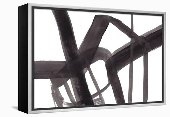 Black and White Abstract Painting 6-Jaime Derringer-Framed Premier Image Canvas