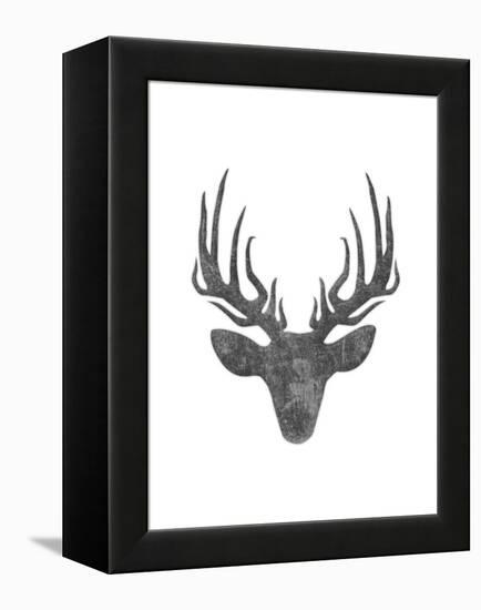 Black And White Aged Deer Mate-Jace Grey-Framed Stretched Canvas