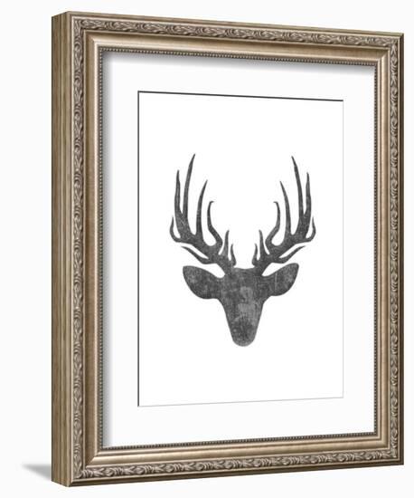 Black And White Aged Deer Mate-Jace Grey-Framed Art Print