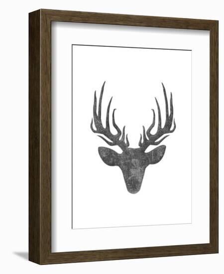 Black And White Aged Deer Mate-Jace Grey-Framed Art Print