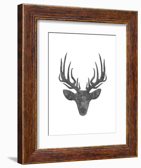 Black And White Aged Deer Mate-Jace Grey-Framed Art Print