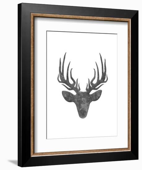 Black And White Aged Deer Mate-Jace Grey-Framed Art Print