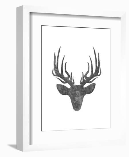 Black And White Aged Deer Mate-Jace Grey-Framed Art Print