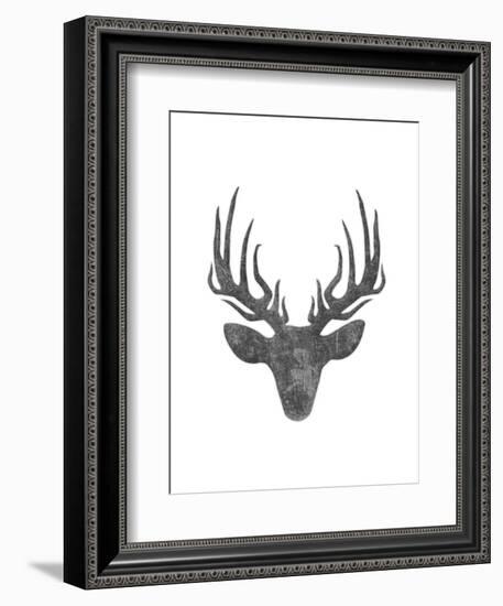 Black And White Aged Deer Mate-Jace Grey-Framed Art Print