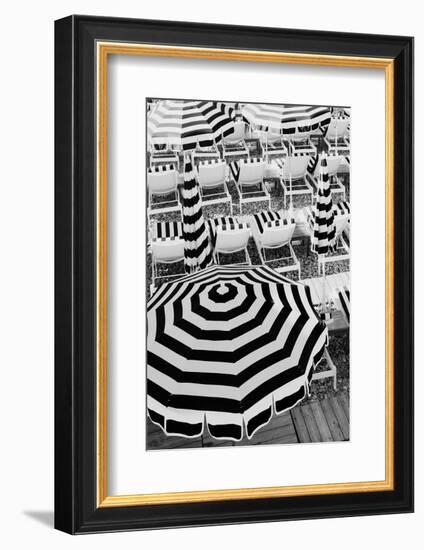 Black and White Beach Umbrellas-Grace Digital Art Co-Framed Photographic Print