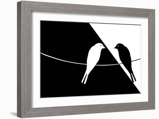 Black and White Birds-Mindy Sommers-Framed Giclee Print