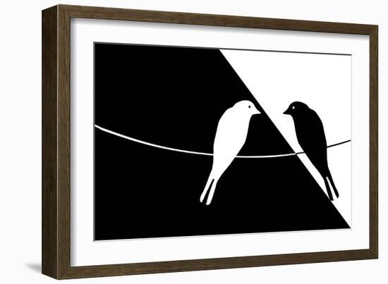 Black and White Birds-Mindy Sommers-Framed Giclee Print