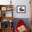 Black-And-White Border Collie Lying Chin on Floor with Black-And-White Kitten-Jane Burton-Framed Photographic Print displayed on a wall