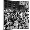 Black and White Children Playing in School Playground-Peter Stackpole-Mounted Photographic Print