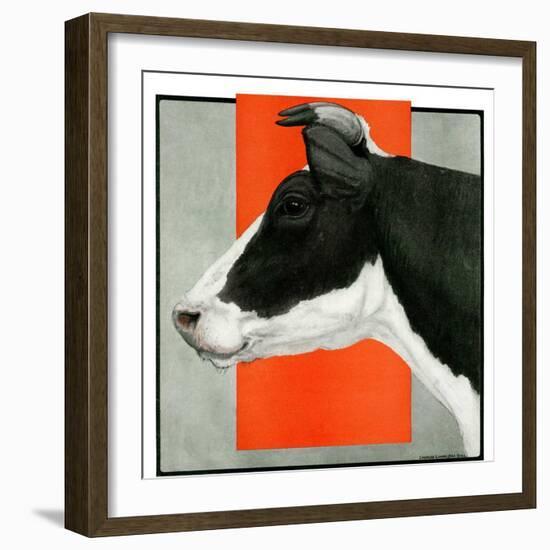 "Black and White Cow in Profile,"July 21, 1923-Charles Bull-Framed Giclee Print