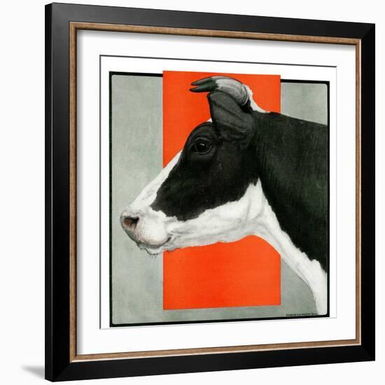 "Black and White Cow in Profile,"July 21, 1923-Charles Bull-Framed Giclee Print