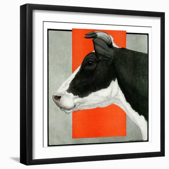 "Black and White Cow in Profile,"July 21, 1923-Charles Bull-Framed Giclee Print